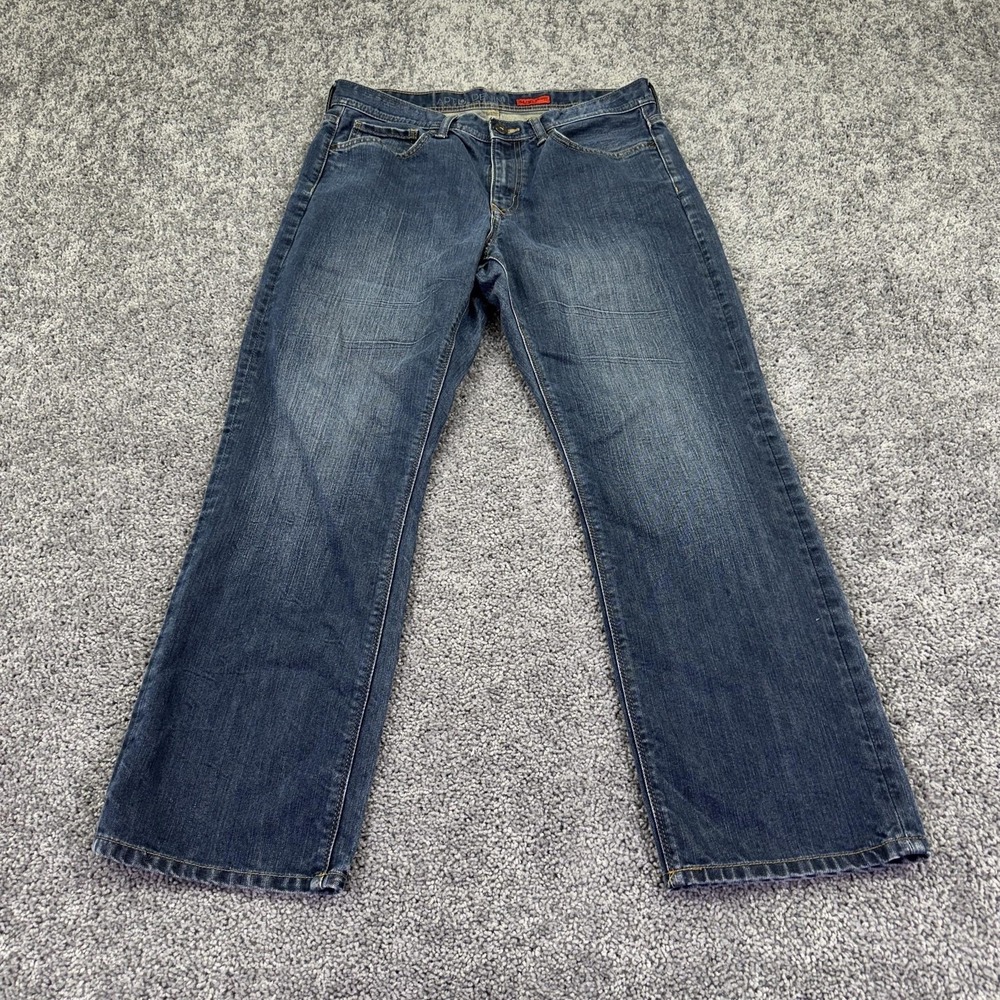 Apt 9 Straight Fit Jeans Mens 34x30 Blue Denim Medium Wash Casual Workwear